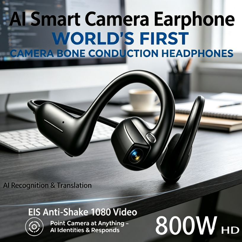 Earphones - 2026年最新スマートイヤホン：ダイナミックなサウンドエフェクト、音楽、Bluetooth、HD通話、800Wスマートカメラ、リアルタイム翻訳機能搭載。