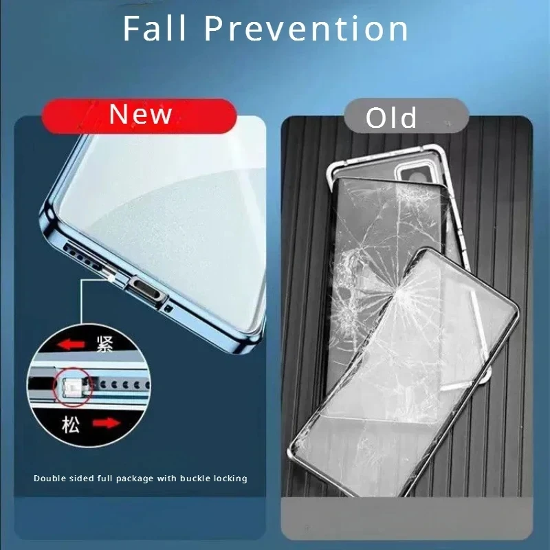 Anti Spy Privacy Glass Case - OPPO Find X5 X8 Pro用、覗き見防止磁石内蔵ケース。両面強化ガラス製で、プライバシー保護機能付き。