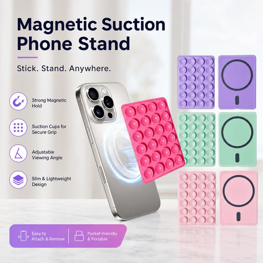 Phone Cases - シリコン製、吸盤式スマートフォンホルダー。多機能吸盤マット、壁掛けスタンド、滑り止め加工、片面接着剤、背面ステッカー。