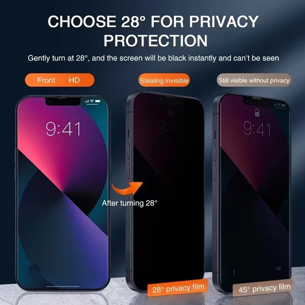 iPhone 18 Pro Max、17 Air、16、15 - Anti Peek Privacy Tempered Glass のレビューと価格