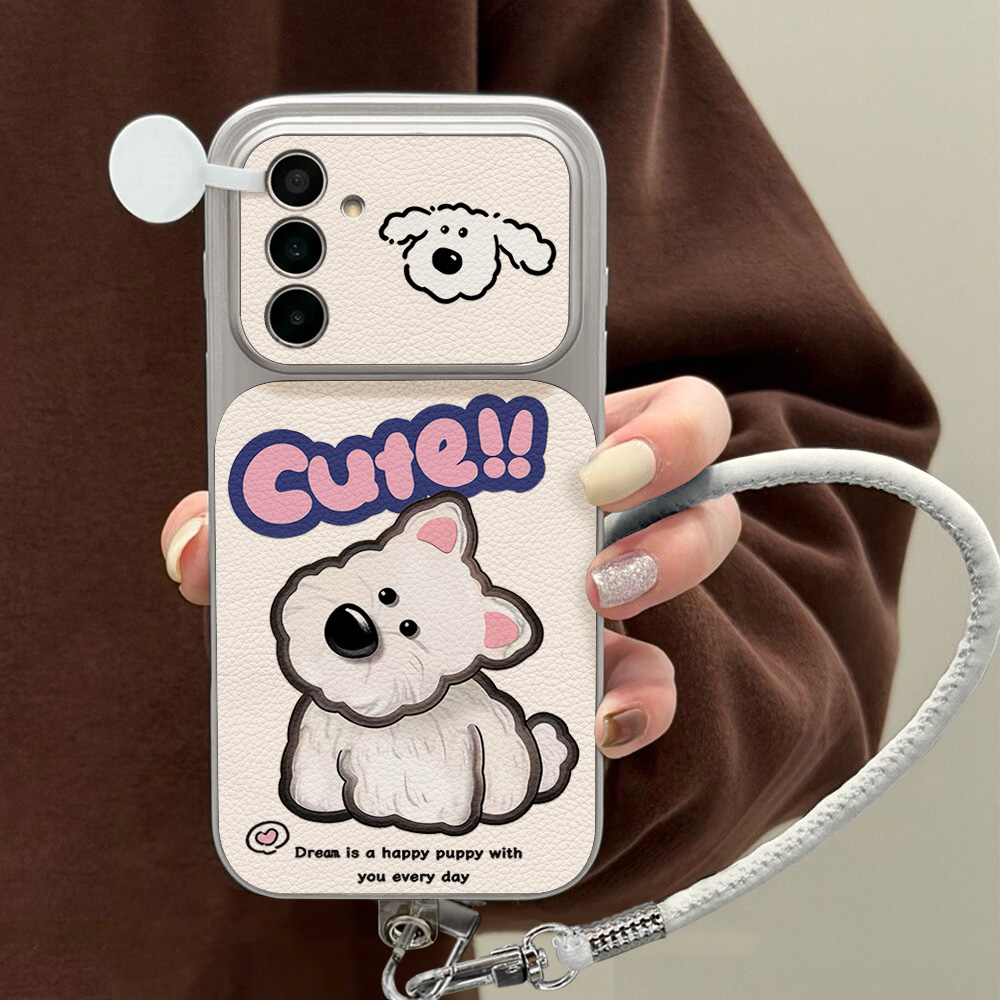 かわいい漫画犬柄のネックストラップ付きスマホケース、Sams - Cute Cartoon Wrist Strap Silicone Case のレビューと価格