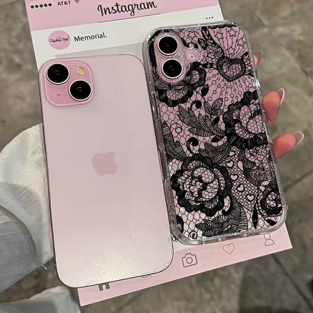 レースフラワー柄INSクリアスマホケース iPhone 17 - Clear Shockproof Bumper Case のレビューと価格